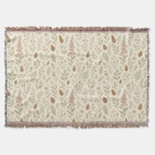 Fall Woodland Botanical Pattern   Autumn Dreams Throw Blanket