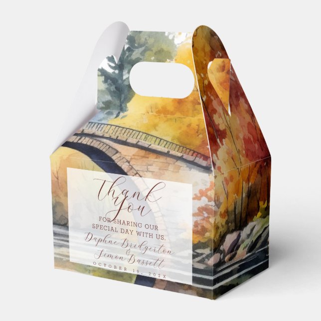 Fall Woodland Bridge Wedding Favor Box (Front Side)