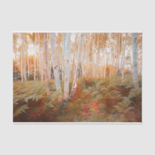 Fall Woodland Fern Forest Birch Trees Art Tissue Paper