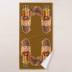 Fall Woodland Nutcracker with Little Red Truck Bath Towel