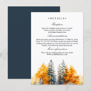 Fall Woodland, Pine trees wedding Details Enclosure Card