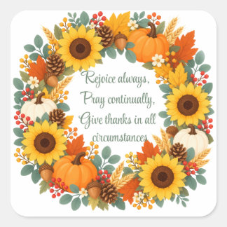 Fall Wreath 1 Thess 5:16-18 Square Sticker