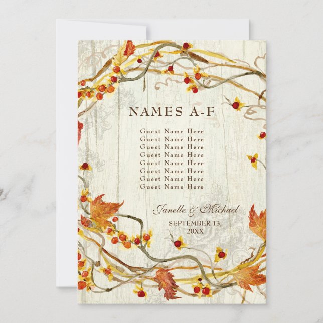 Fall Wreath Bittersweet Rustic Reception Names Invitation (Front)