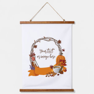 Fall Wreath Digital Painting  Hoodie Hanging Tapestry