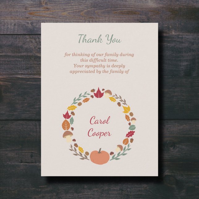 Fall Wreath | Funeral Thank You Note Card (Fall Wreath | Funeral Thank You Note Card)