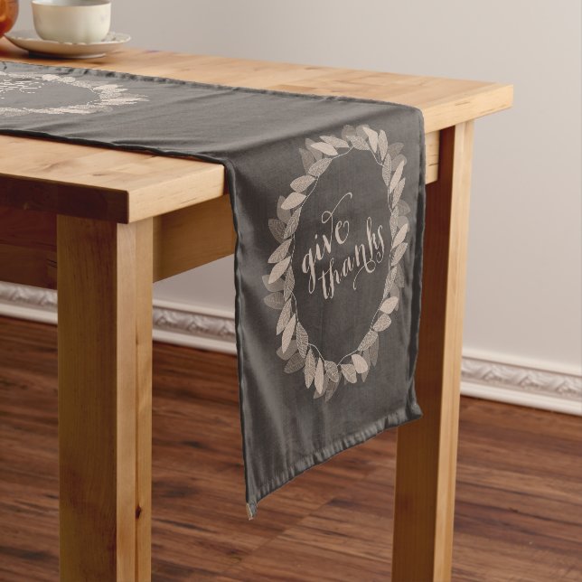 Fall Wreath Give Thanks | Thanksgiving Short Table Runner (In Situ)