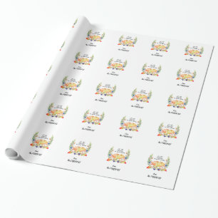 Fall Wreath Pumpkins Thanksgiving Dinner Monogram Wrapping Paper