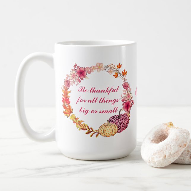 Fall Wreath Quote Coffee Mug (With Donut)