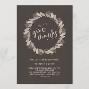 Fall Wreath   Thanksgiving Dinner Invitation