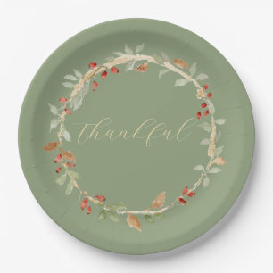 Fall Wreath Thanksgiving Paper Plate
