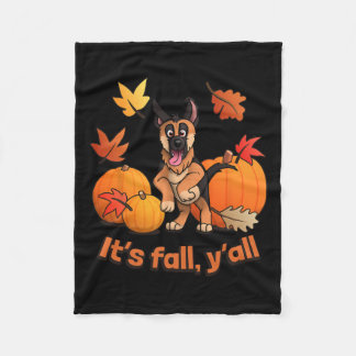 Fall Yall German Shepherd Puppy  Fleece Blanket