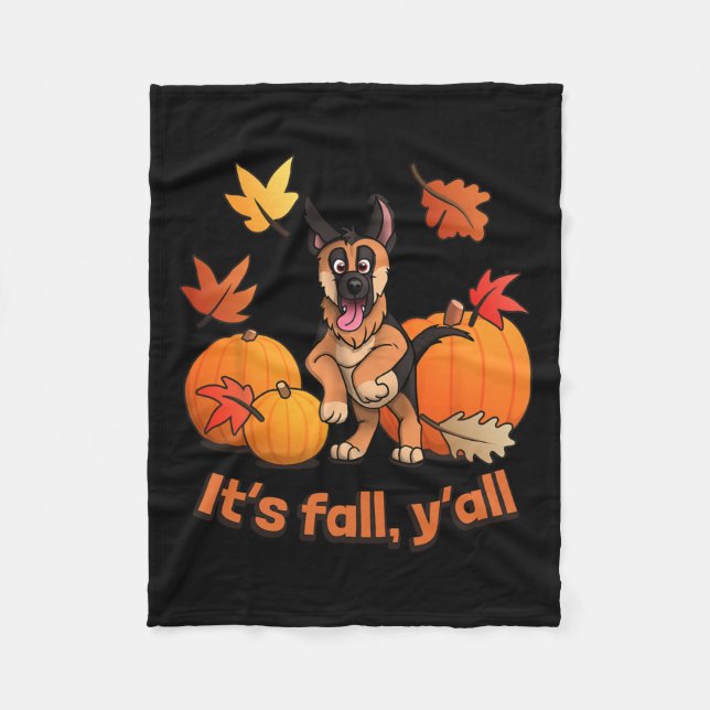 Fall Yall German Shepherd Puppy  Fleece Blanket (Front)
