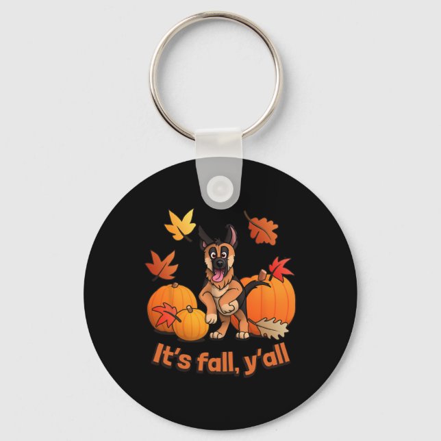 Fall Yall German Shepherd Puppy  Keychain (Front)