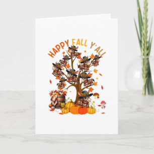 Fall Y'all Group Donkeys On Fall Tree Pumpkins Tha Card