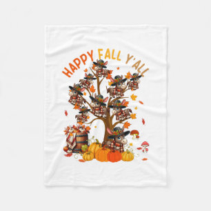 Fall Y'all Group Donkeys On Fall Tree Pumpkins Tha Fleece Blanket
