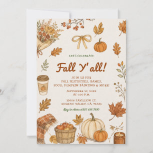 Fall Y'all Party Autumn Pumpkin Festival Invitation