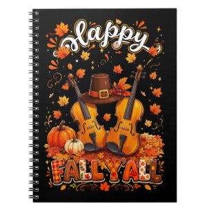Fall Y'all Thanksgiving Violin Autumn Leaves Notebook