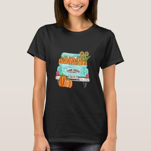 Fall Y'all Truck Pumpkin Sunflower Autumn Fall Tha T-Shirt (Front)