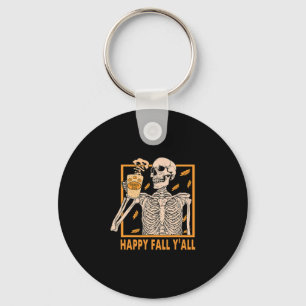 Fall Yall Women Halloween Skeleton Pumpkin Spice Keychain