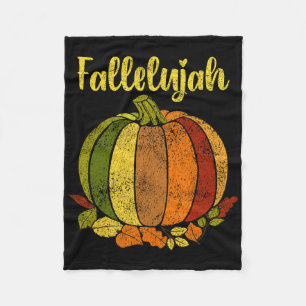 Fallelujah Fall Pumpkin Retro Distressed Autumn Ha Fleece Blanket
