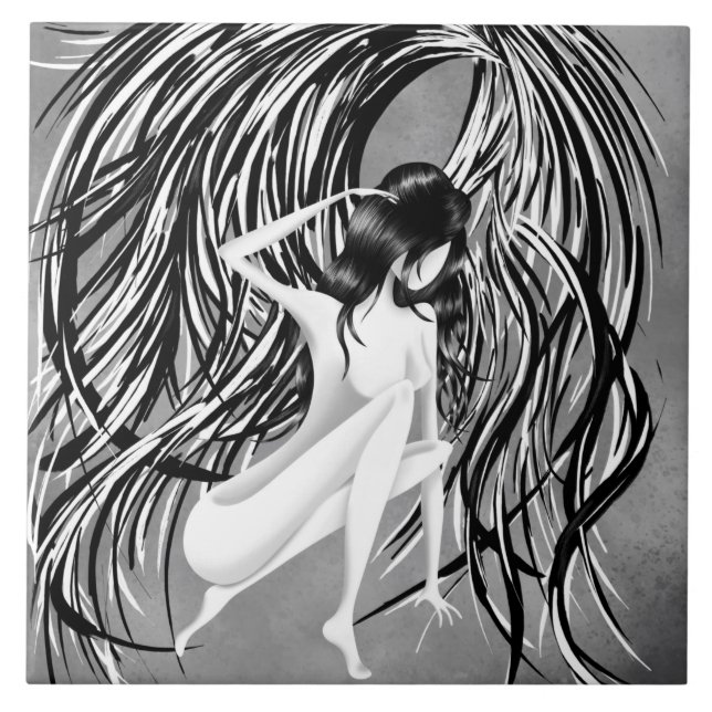 Fallen Angel Gray  Monochrome  Tile (Front)