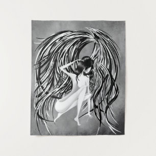 Fallen Angel grey monochrome  Tapestry