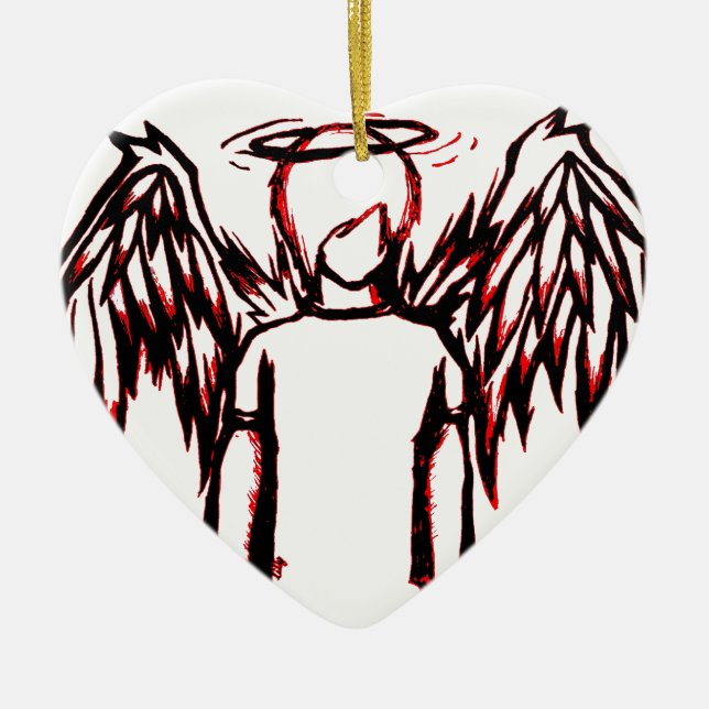 Fallen Angel red Ceramic Ornament (Front)