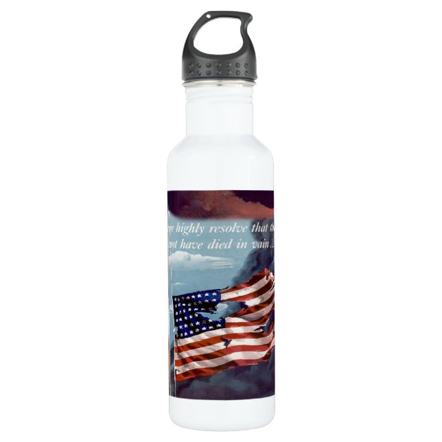 Fallen But Not Forgotten Smoke and Torn Flag 710 Ml Water Bottle (Front)