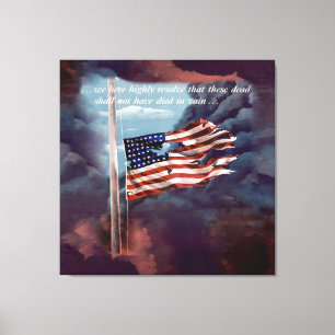 Fallen But Not Forgotten Smoke and Torn Flag Canvas Print