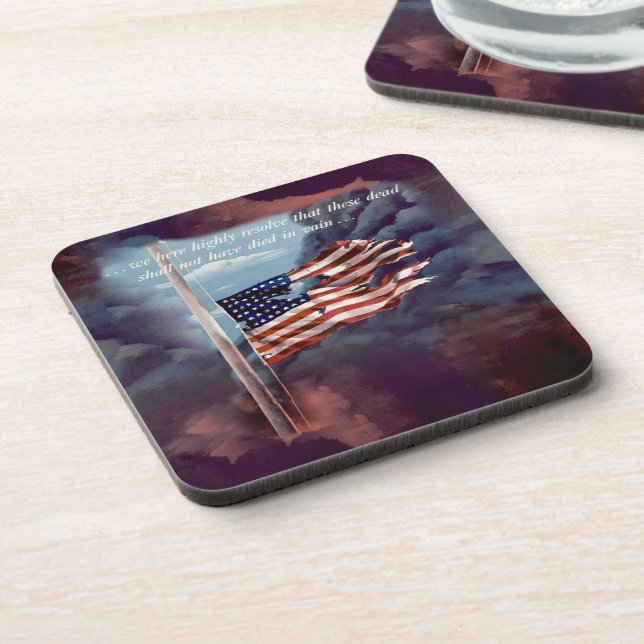 Fallen But Not Forgotten Smoke and Torn Flag Coaster (Left Side)