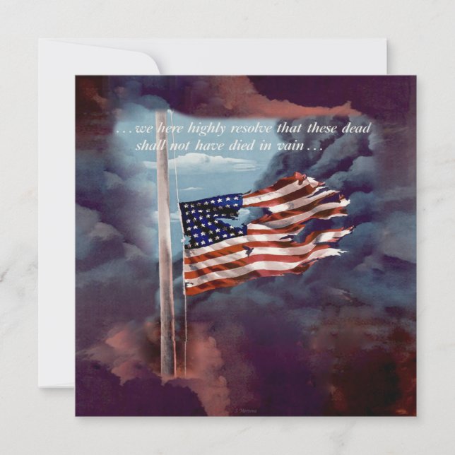 Fallen But Not Forgotten Smoke and Torn Flag Invitation (Front)