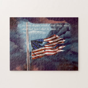 Fallen But Not Forgotten Smoke and Torn Flag Jigsaw Puzzle