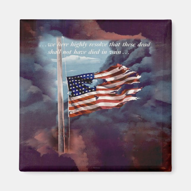 Fallen But Not Forgotten Smoke and Torn Flag Magnet (Front)