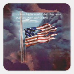 Fallen But Not Forgotten Smoke and Torn Flag Square Sticker