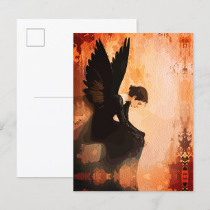 Fallen Grace – Melancholic Angel Reflection Postcard