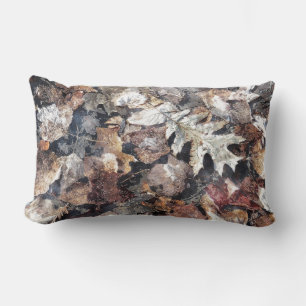 Fallen Leaves Autumn Winter Watercolor Art Lumbar Pillow