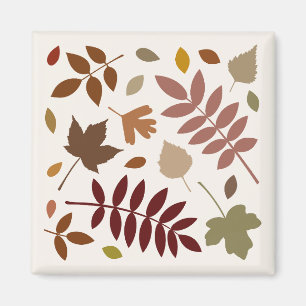 Fallen Leaves Design Fall Colors on Cream Magnet