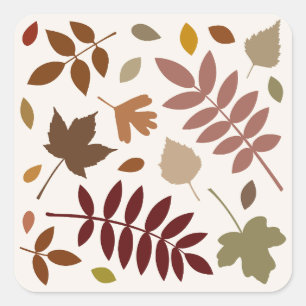 Fallen Leaves Design Fall Colors on Cream Square Sticker