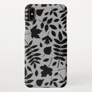 Fallen Leaves Lg Pattern Black on Grey iPhone XS Max Case