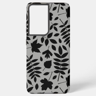 Fallen Leaves Lg Pattern Black on Grey Samsung Galaxy Case