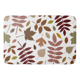 Fallen Leaves Lg Pattern Fall Colours on White Bath Mat