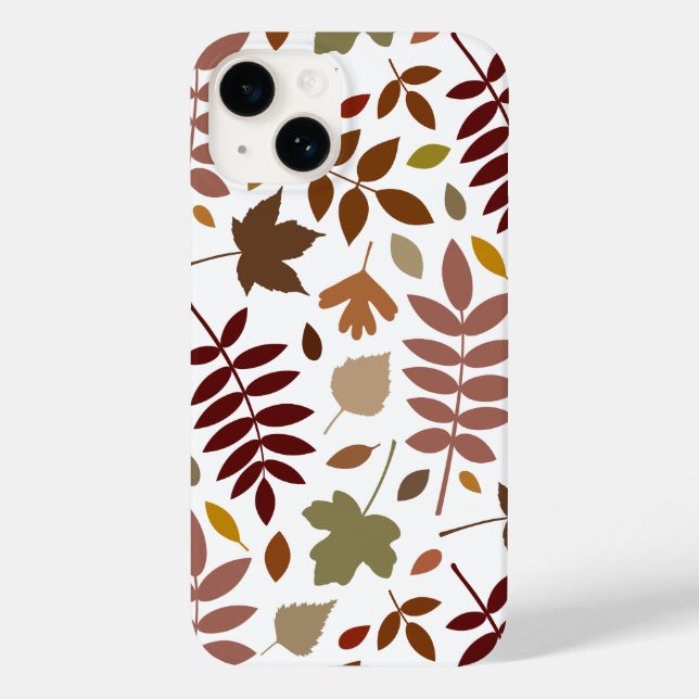 Fallen Leaves Lg Pattern Fall Colours on White Case-Mate iPhone Case (Back)