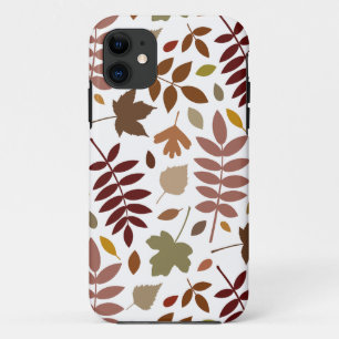 Fallen Leaves Lg Pattern Fall Colours on White iPhone 11 Case