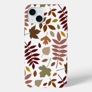 Fallen Leaves Lg Pattern Fall Colours on White iPhone 15 Mini Case