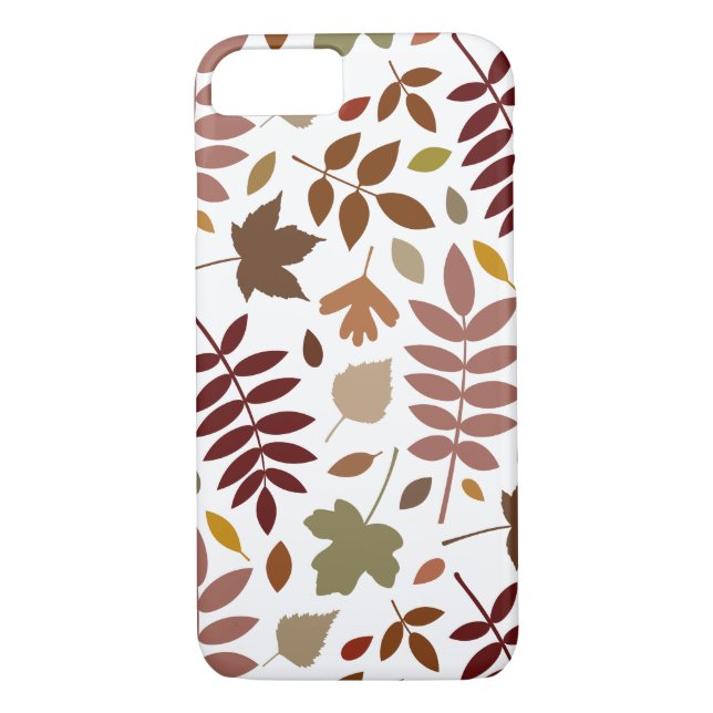 Fallen Leaves Lg Pattern Fall Colours on White Case-Mate iPhone Case (Back)