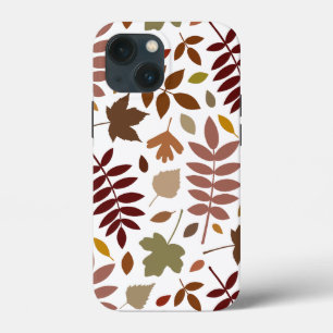 Fallen Leaves Lg Pattern Fall Colours on White iPhone 13 Mini Case