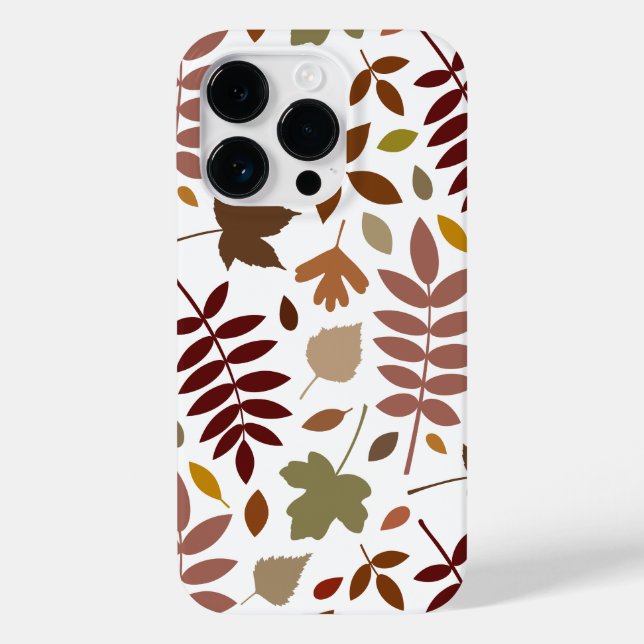 Fallen Leaves Lg Pattern Fall Colours on White Case-Mate iPhone Case (Back)