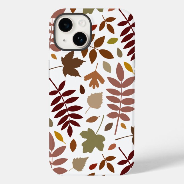 Fallen Leaves Lg Pattern Fall Colours on White Case-Mate iPhone Case (Back)