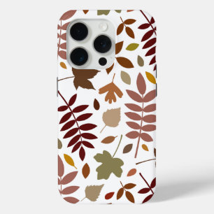 Fallen Leaves Lg Pattern Fall Colours on White iPhone 15 Pro Case