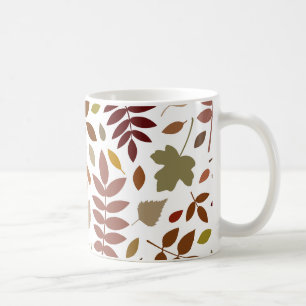 Fallen Leaves Lg Pattern Fall Colours on White Coffee Mug